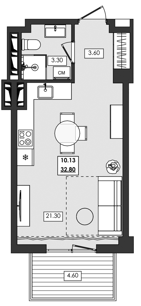 1-комн. апартамент №10.13, 10 эт., корп. 1 очередь, Алушта Ривьера — фото 1