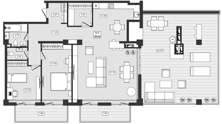 3-комн. апартамент №11.7, 11 эт., корп. 1 очередь, Алушта Ривьера — фото 1