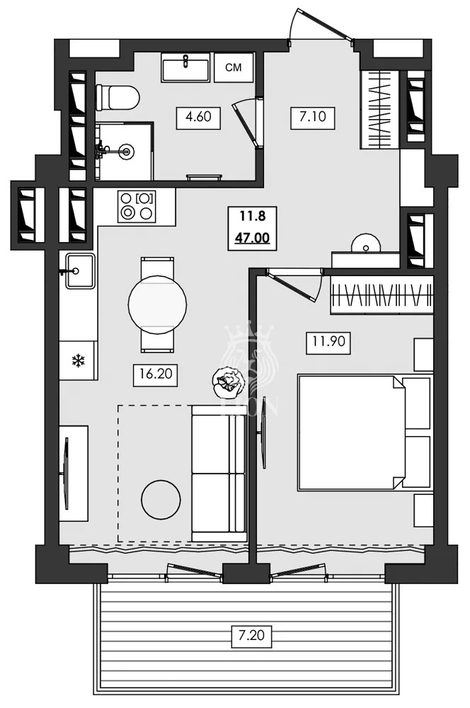 2-к апартаменты 47 м² 11 эт., Алушта