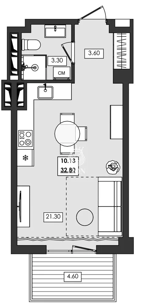 1-к апартаменты 32.8 м² 10 эт., Алушта