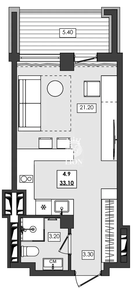1-к апартаменты 33.1 м² 4 эт., Алушта