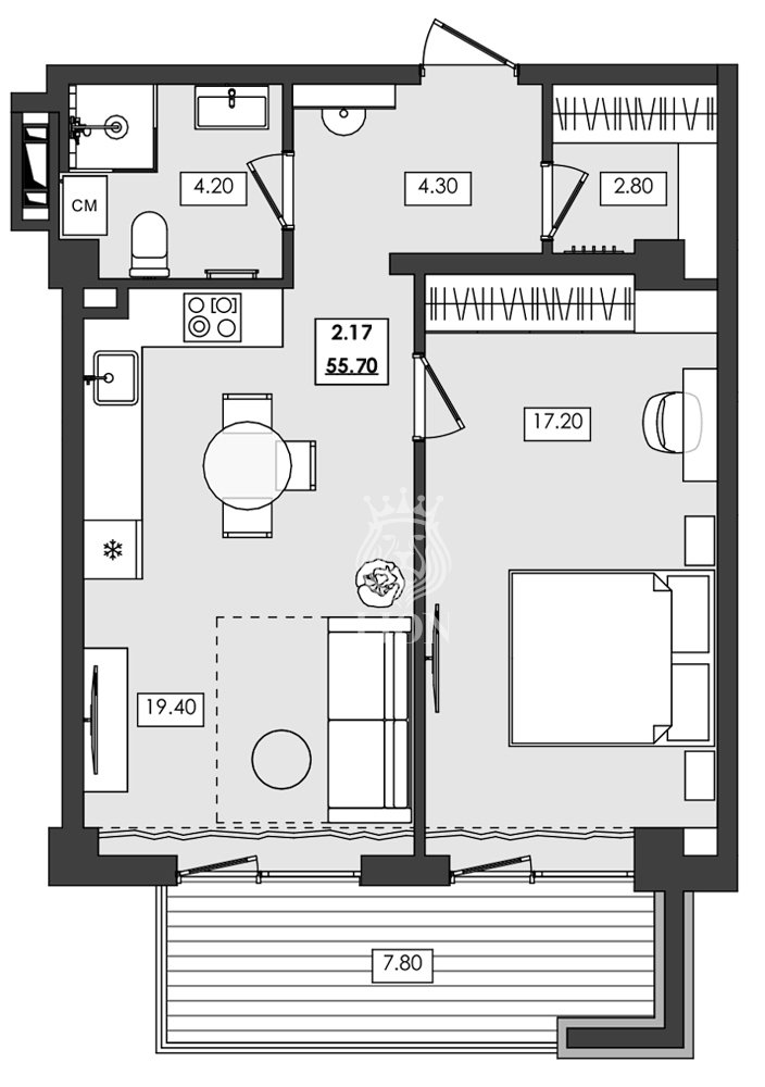 2-к апартаменты 55.7 м² 2 эт., Алушта