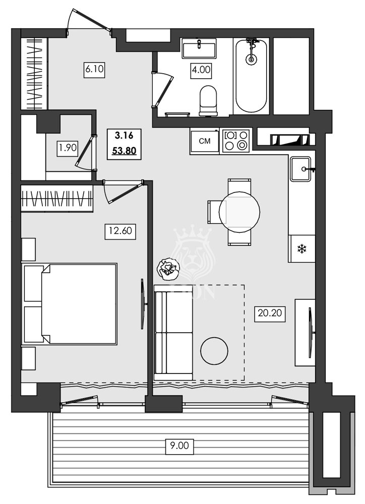 2-к апартаменты 53.8 м² 3 эт., Алушта